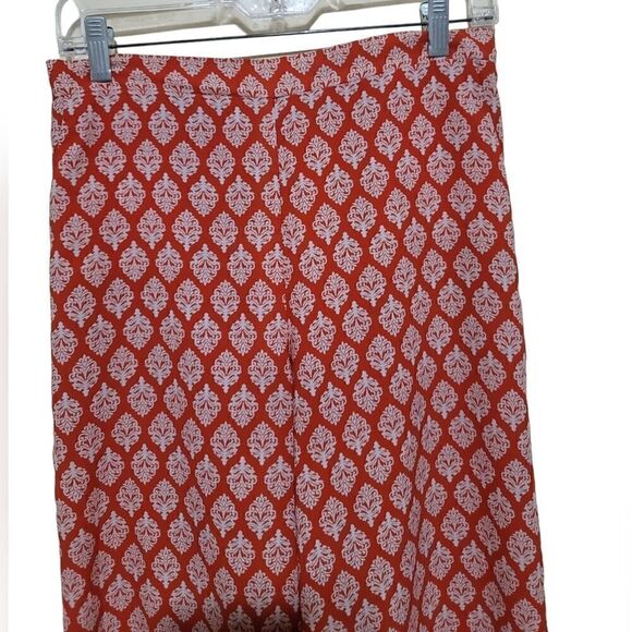 đ
șLove Tree Orange and White Bohemian Wideleg PantsâSz Small - Picture 6 of 8